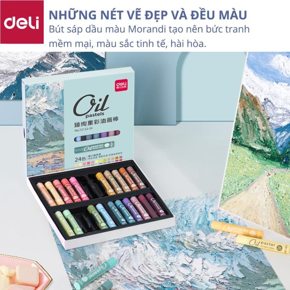 Bút sáp dầu màu Morandi Deli - 24 màu - phiên bản cao cấp - màu sắc trang nhã - 72132 [Deli]