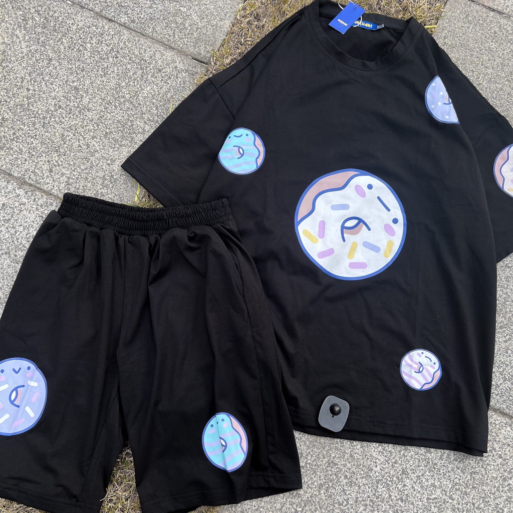 Bộ Áo Quần basic Donuts MEANSTORE set đồ unisex nam nữ dáng rộng form oversize phong cách Ulzzang Hàn Quốc vải mát