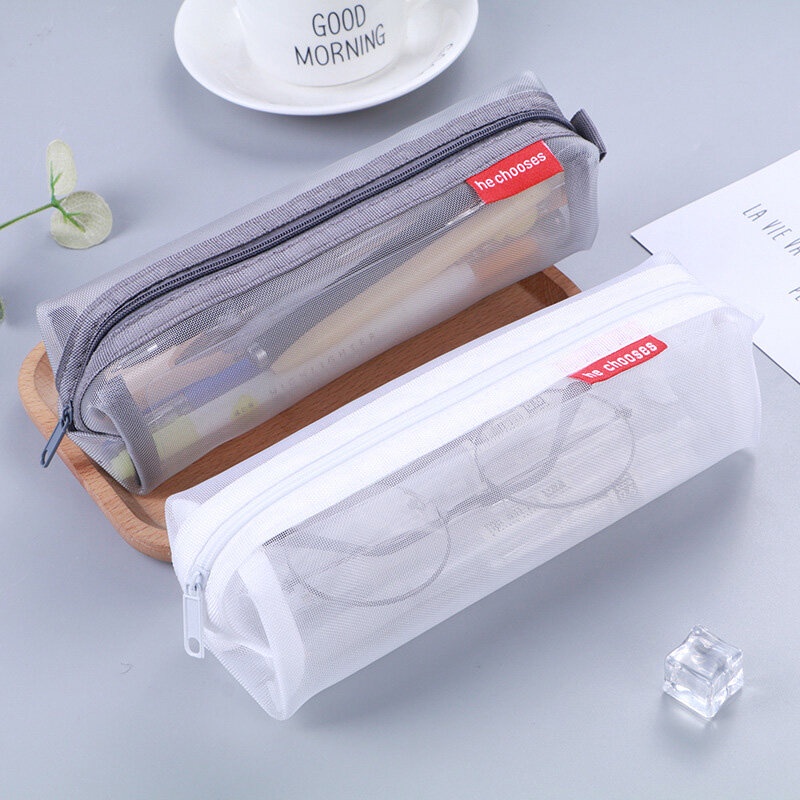 Túi Lưới Đựng Bút Trong Suốt Họa Tiết 3D Đơn Giản