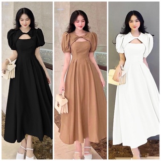 Váy maxi cổ tam giác 3 màu