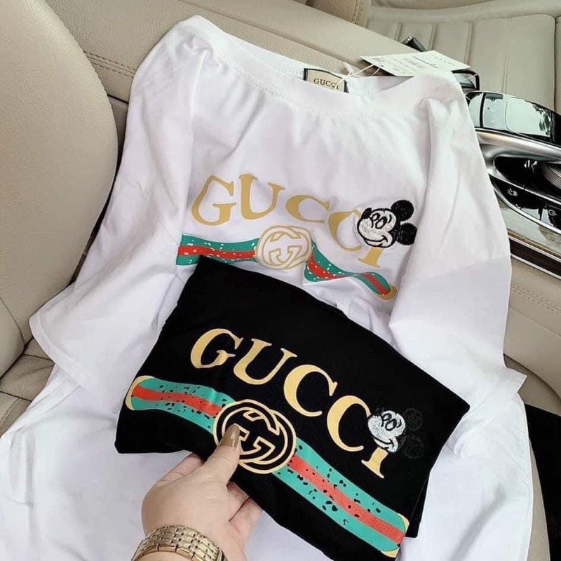 Áo Thun Guccci Mickey Hottrend Form Rộng Unisex, Áo Phông Mickey Gucci
