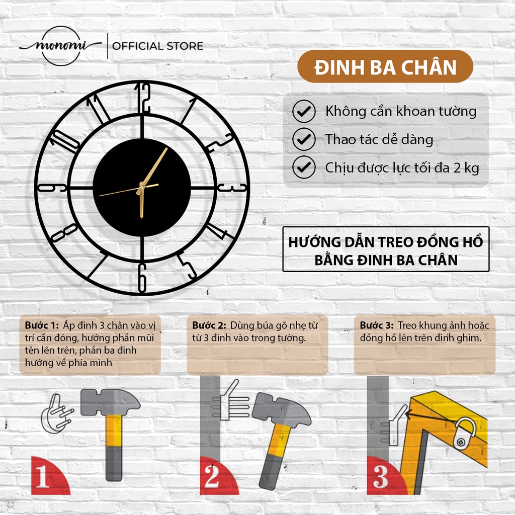 Đồng hồ CNC treo tường Latin Numeral thiết kế tối giản cho phòng khách & văn phòng - Monomi C040