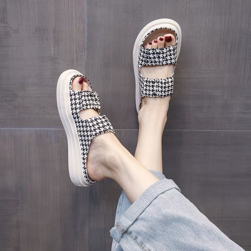 Dép Sandal Vải Canvas Đế Bằng Thời Trang Mùa Hè 2022 Cho Nữ