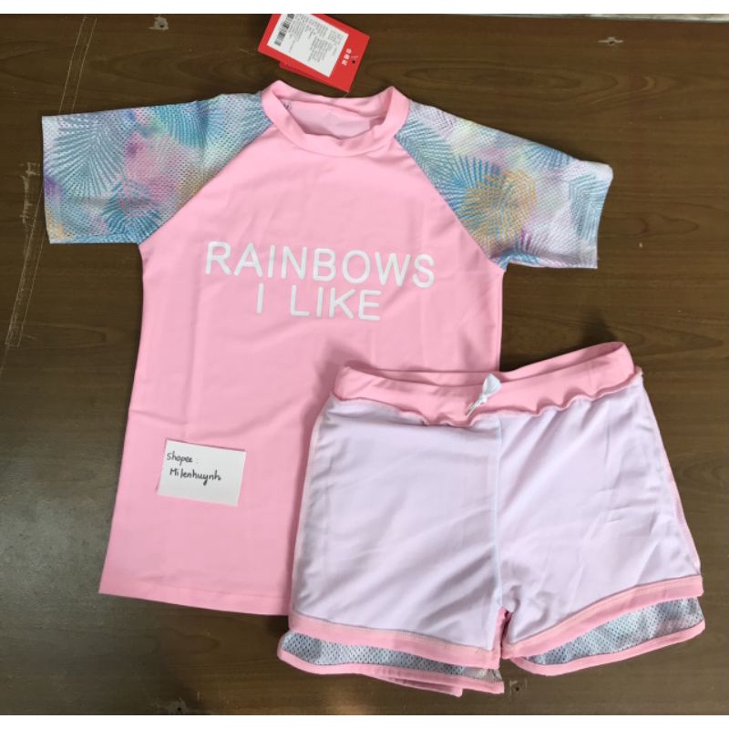 Sét đồ bơi quần rời áo rời bé gái YY5545 mẫu Rainbows I Like