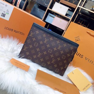[Ảnh thật] VÍ clutch cầm tay doanh nhân LV SUPER VIP ‼️ fullbox , túi vải , card LOUIS VUITTON hoa nâu