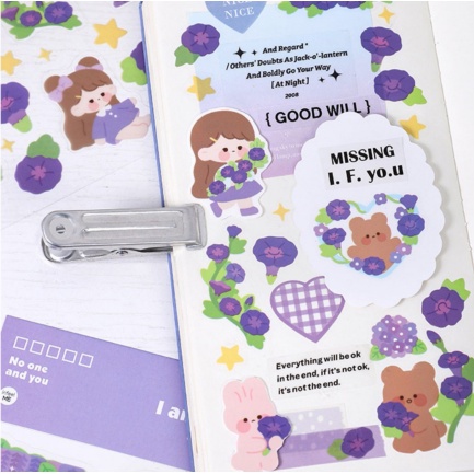 Bộ 2 tấm sticker cô gái dễ thương hình dán PET chống nước | BSB299