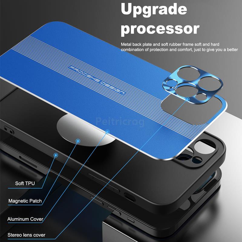 Ốp Điện Thoại Khung Kim Loại Từ Tính Bảo Vệ Camera Chống Sốc Cho iPhone 11 13 12 Pro Max XS Max XR X 7 8 Plus