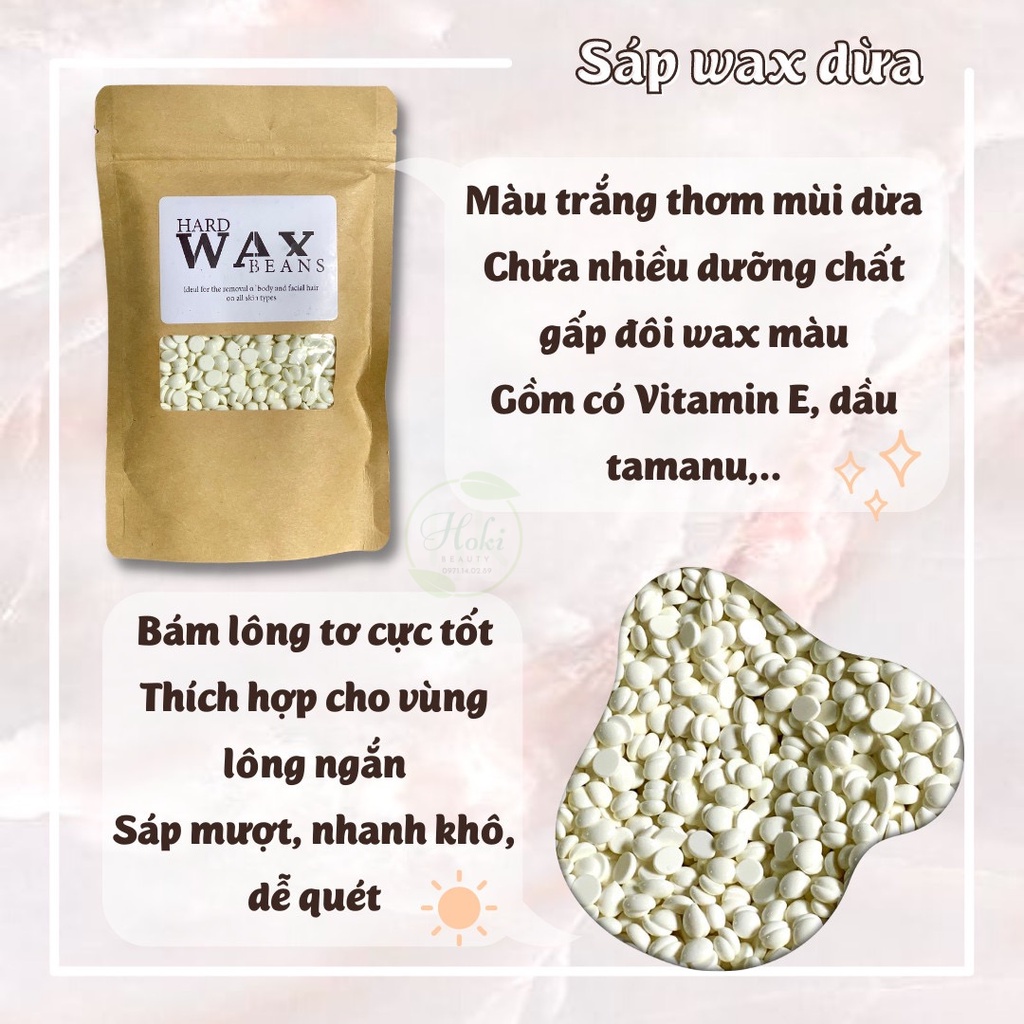 Sáp Wax Dừa Coconut Wax Nóng Hard Wax Beans Nhập Khẩu Siêu Bám Lông, Hạt Wax Lông CocoNut Cao Cấp Sáp Trong Cho Nam Nữ