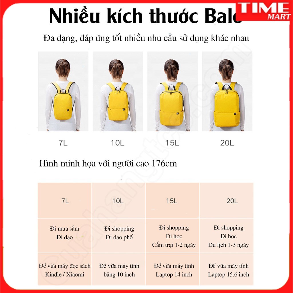 Balo mini đeo vai Xiaomi Backpack small / Boyu 7L, 10L, 20L [TIME_MART siêu thị tiện ích gia Boyu