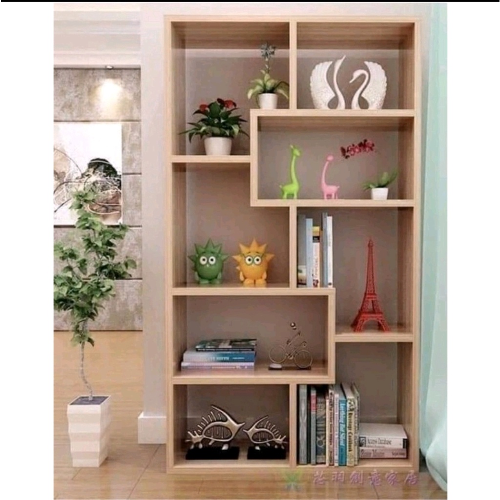 Kệ sách chữ U- Kệ sách gỗ để sàn đa tầng nhiều ngăn thông minh