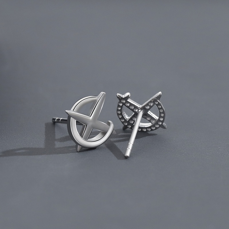 Khuyên Tai Hình Chữ X Màu Bạc Phong Cách Thời Thượng Cho Nam Và Nữ F828