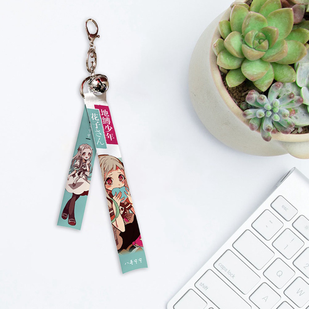 FORBETTER Simple Cartoon Keyrings Cool Cosplay Prop Toilet-bound Keychain Women Hanako Kun Wild Ribbon Jibaku Shounen Bell Japanese Anime/Multicolor