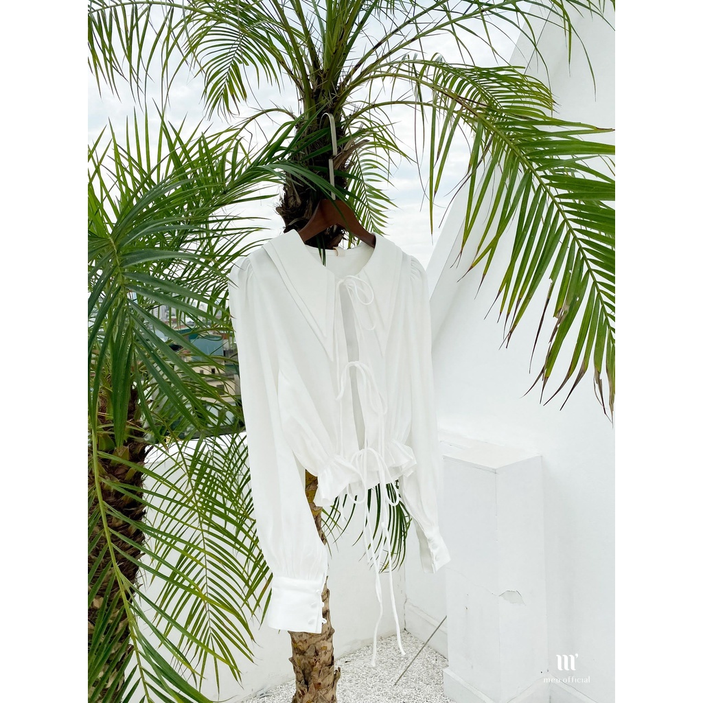 Áo kiểu nữ Méo Shop dài tay cách điệu có cổ phong cách Hàn Quốc Suling