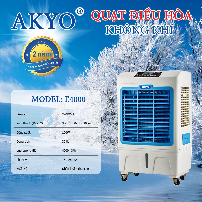 Quạt điều hòa Thái Lan AKyo E4000 giá rẻ, bảo hành 2 năm