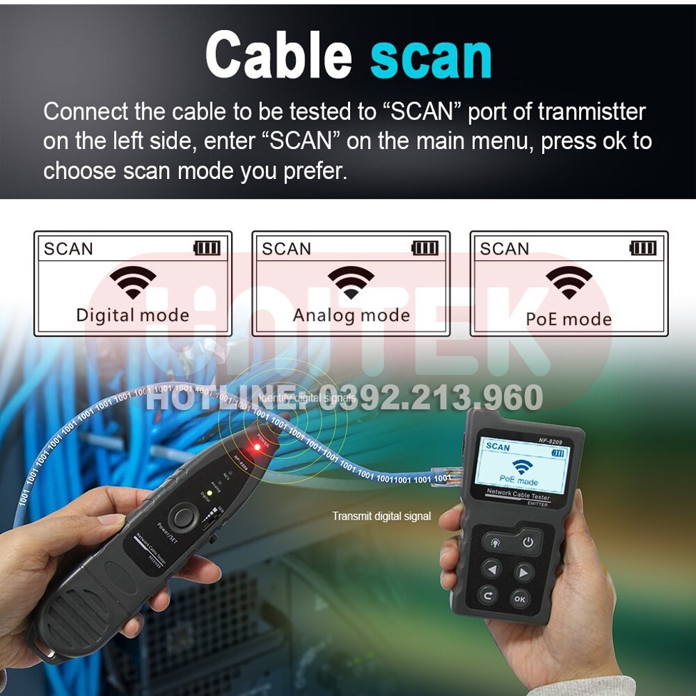 Máy Test Và Dò Cáp Mạng POE NOYAFA NF-8209 - NOYAFA hàng chính hãng