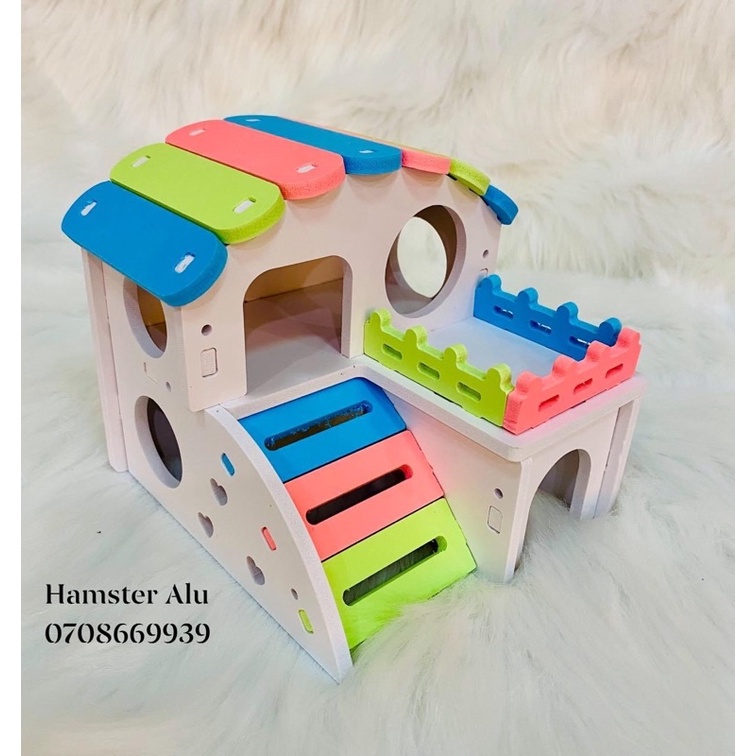 Nhà Lầu Cầu Vòng Gỗ Ép (Nhà ngủ Hamster)