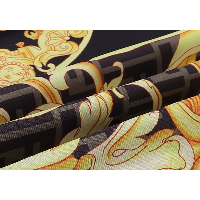 Áo Sơ Mi Ngắn Tay Dáng Rộng In Biểu Tượng Versace Màu Vàng Đen Bắt Mắt Sang Trọng Giản Dị