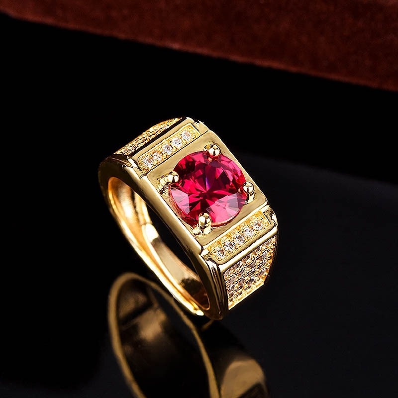 Thời Trang Nhẫn Nam Mạ Ruby Pt950