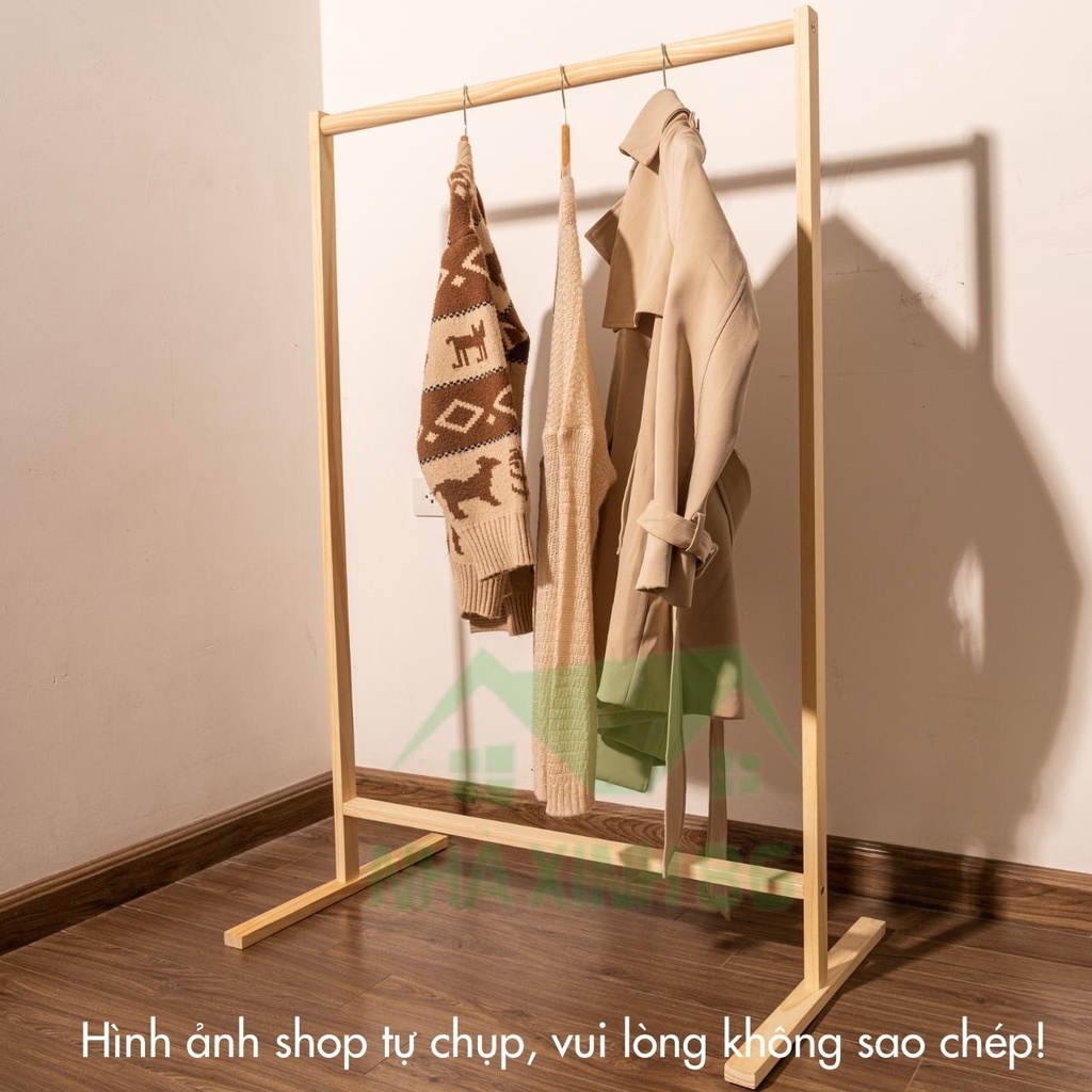 Kệ Treo Quần Áo Gỗ Thanh Đơn Gỗ Thông 1997store_vn – Thanh Đơn Treo Quần Áo - Kích Thước 120x76x34cm – BH 1 năm