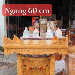Bàn thờ treo tường gỗ gõ đỏ ngang 60 cm trạm sen rất đẹp gồm 1 bộ ke đế