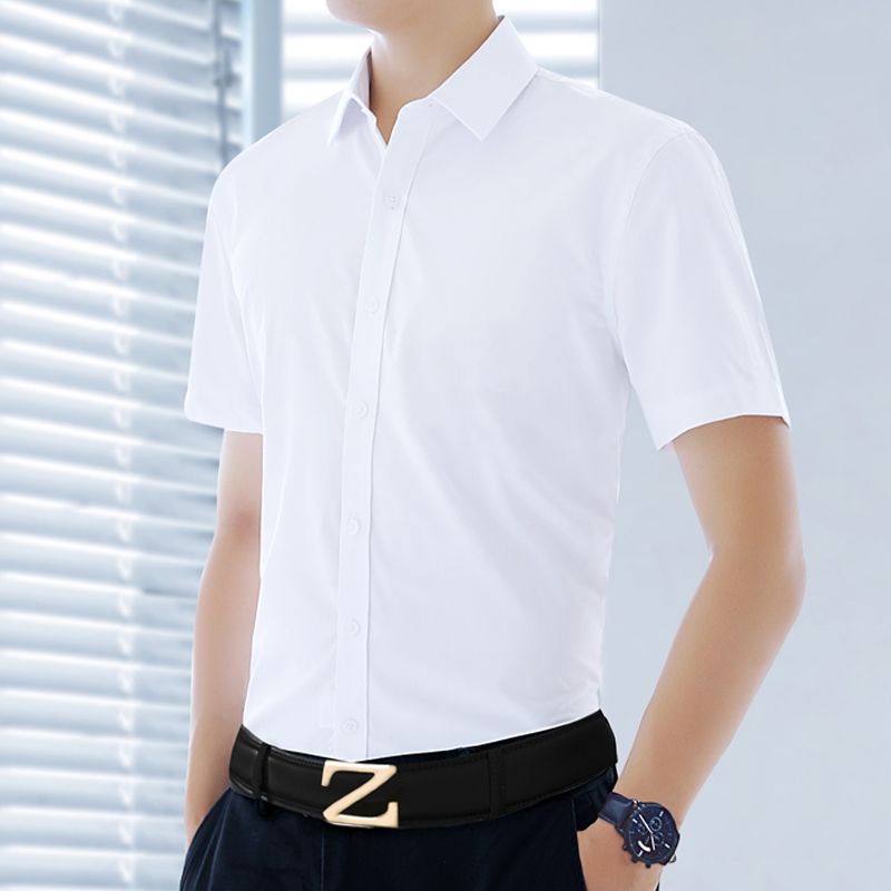 trang phục kinh doanh☾✐Mùa hè áo sơ mi trắng nam ngắn tay công sở bình thường chuyên nghiệp trang trọng mặc đen phiên bả