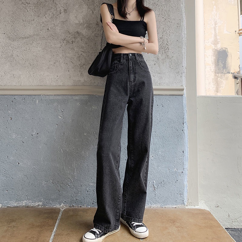 Quần jeans nữ ống suông rộng đen nam nữ unisex phong cách ulazzang hàn quốc siêu Chất YuMi official store Mã 31 | WebRaoVat - webraovat.net.vn