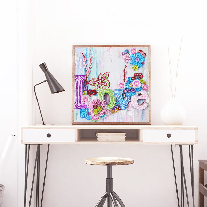 Bộ Tranh Đính Đá 5D Họa Tiết Hoa Xinh Xắn Độc Đáo DIY Dùng Trang Trí Nhà Cửa