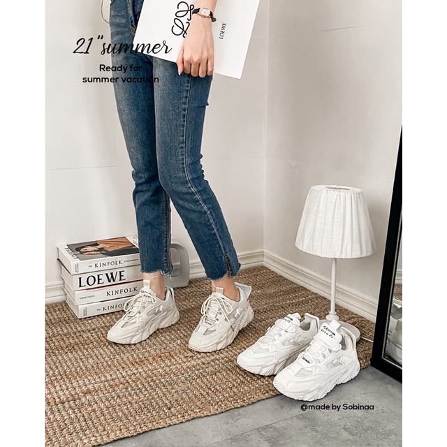 Giày thể thao nữ giaySOBINAA Full trắng chất liệu da PU đế cao 3 cm BT250Y