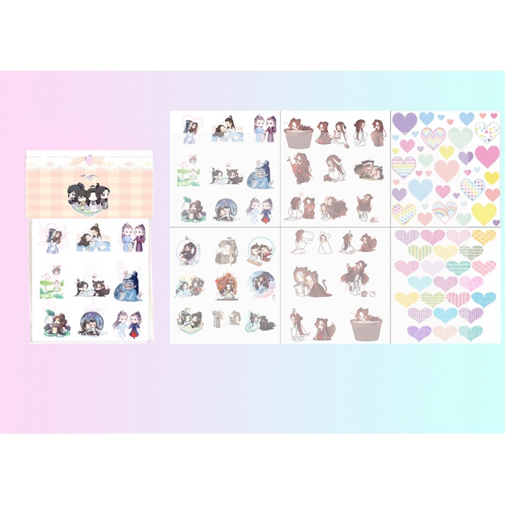 set 6 sticker washi trần tình lệnh S6W35 cute dễ thương hoạt hình ko bế 10x10cm