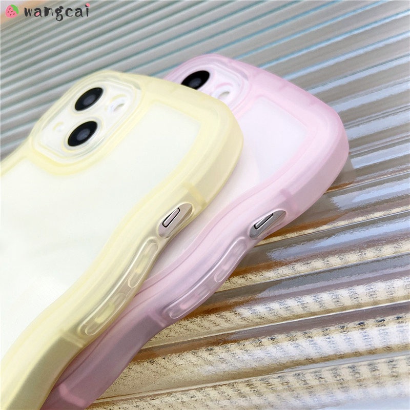 Ốp Điện Thoại Mềm Trong Suốt Màu Kẹo Họa Tiết Gợn Sóng Cho iPhone 13 12 Pro Max