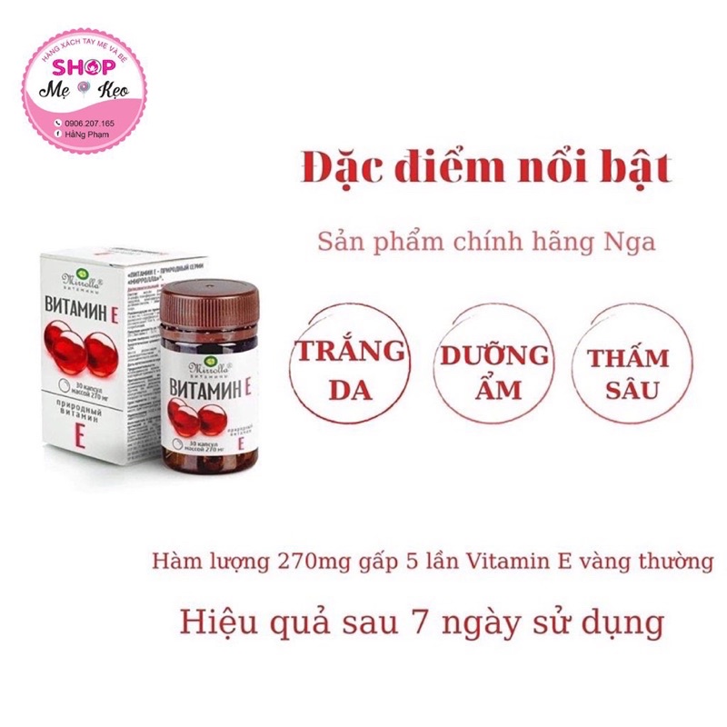 [Date 2024] Viên uống trắng da ❤️CHÍNH HÃNG Vitamin e đỏ Nga 270mg ❤️chống lão hóa, khỏe tóc, bổ sung vtm E, làm mịn da