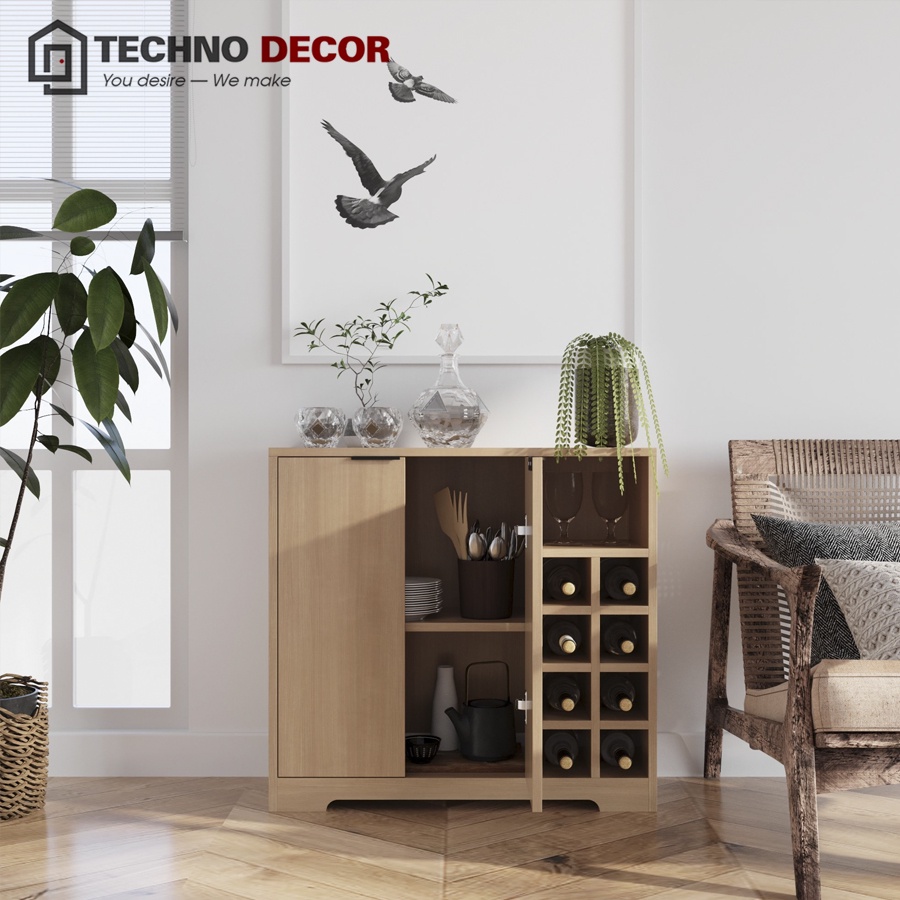 Tủ Gỗ Đa Năng 2 Cánh 9 Ngăn Dễ Dàng Tháo Lắp Decor Phòng Khách TechnoDecor Kệ Gỗ Nhiều Ngăn