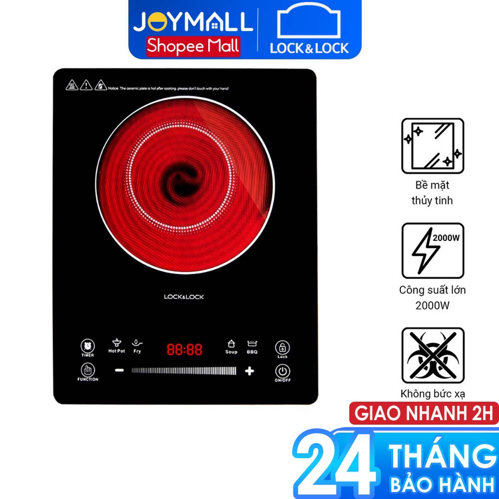 Bếp hồng ngoại Lock&Lock Infrared Cooker EJI421 - Hàng chính hãng, cảm ứng mặt bếp bằng kính cao cấp - JoyMall