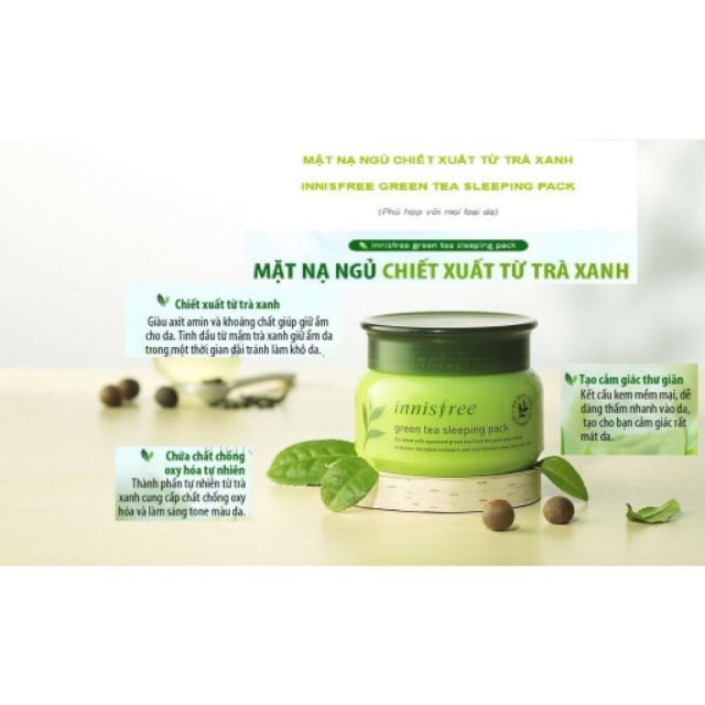 Mặt Nạ Ngủ Trà Xanh Innisfree Green Tea -tx