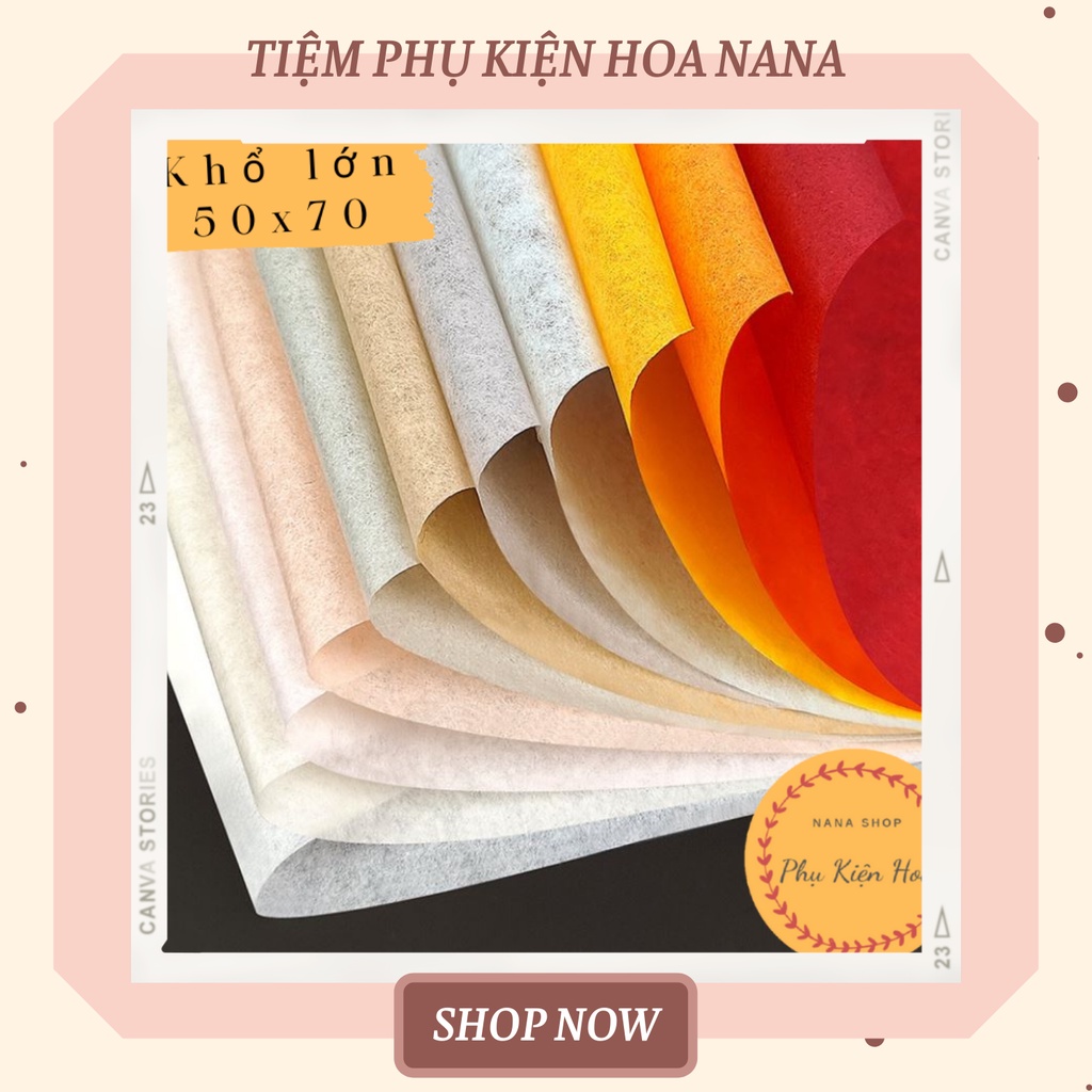 Giấy Mếch Khổ Lớn 50*70cm Lót Gói Hoa - Gói Quà, Hàng LOẠI 1, Lẻ 10 Tờ / Sấp Nguyên 38 Tờ