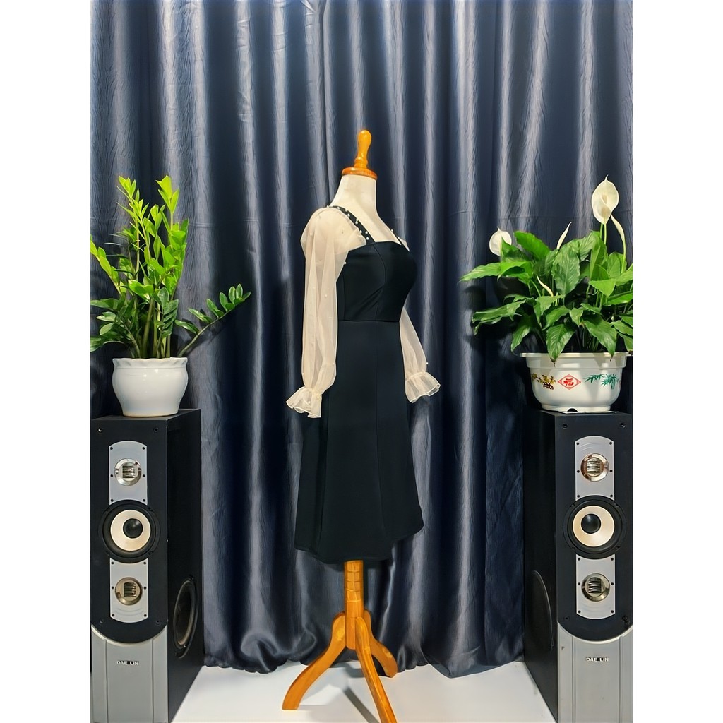 Váy suông đầm nữ dự tiệc freesize chất umi phối lưới tay dài đính ngọc kimhoa77 | BigBuy360 - bigbuy360.vn