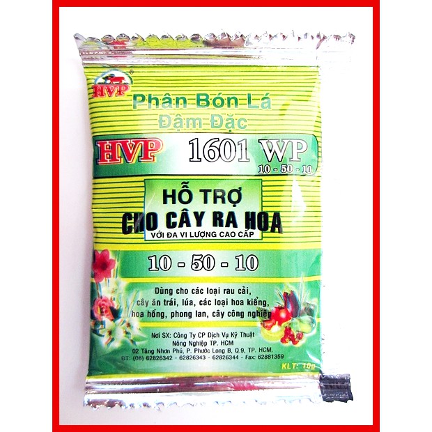 PHÂN BÓN LÁ ĐẬM ĐẶC HVP 1601WP (10-50-10) - 10gr/ gói