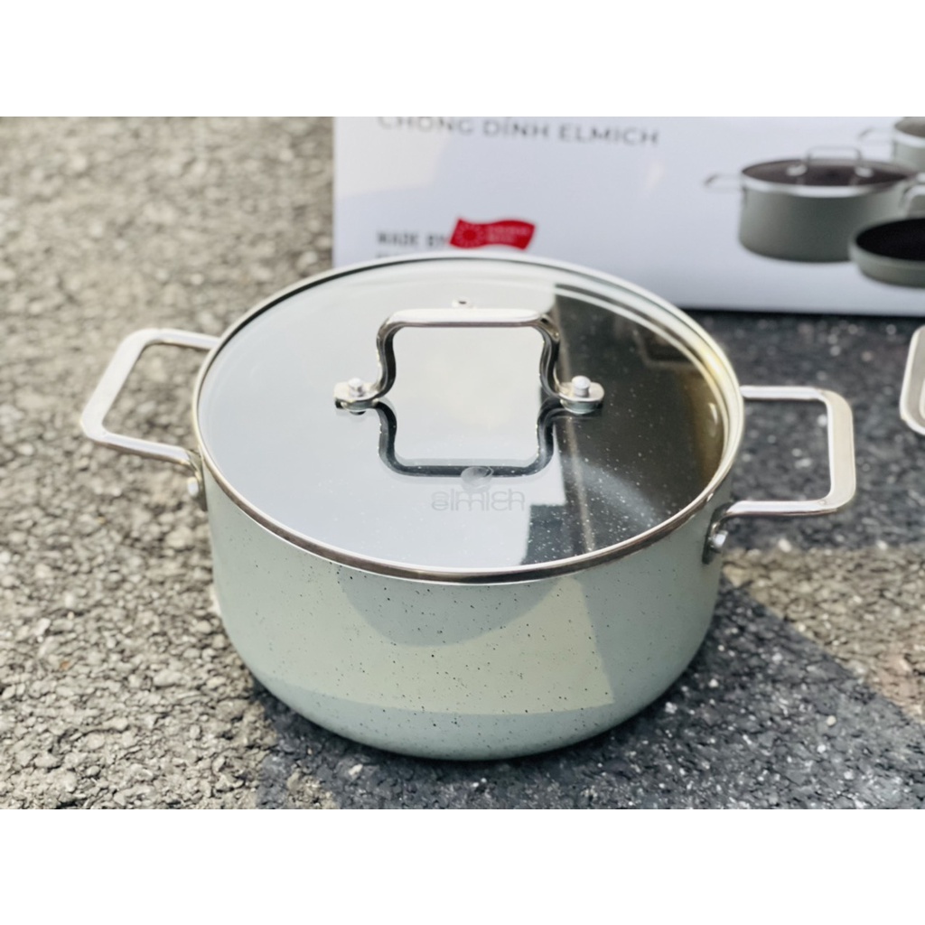 Set Nồi Chảo Vân Đá Xanh Pastel