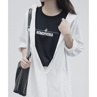 Áo thun in đen cotton 🍄NOMOPHOBIA 🍄