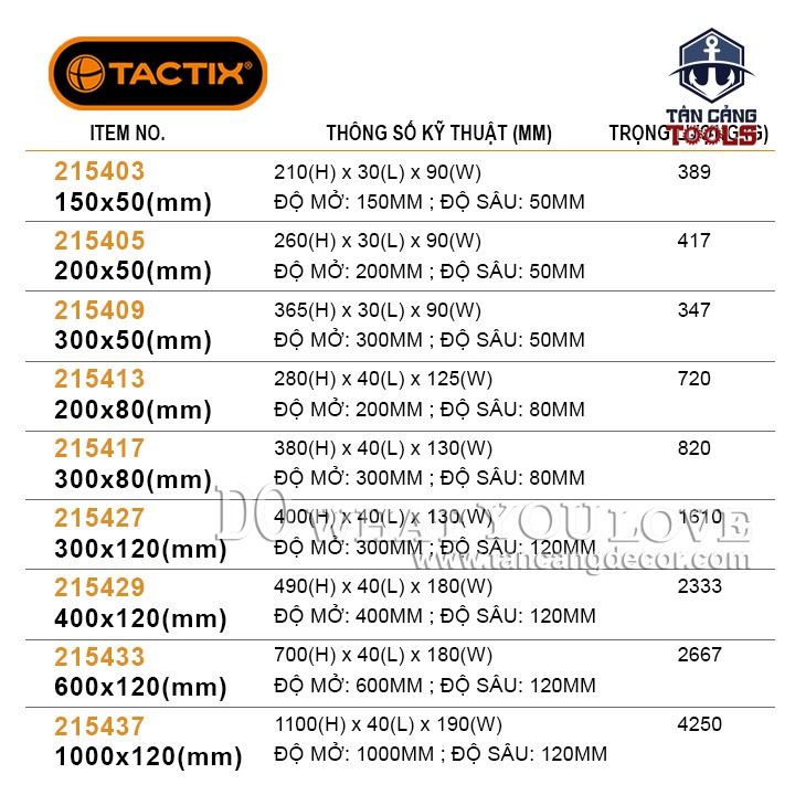 Cảo F 120 x 1000 mm Tactix 215437