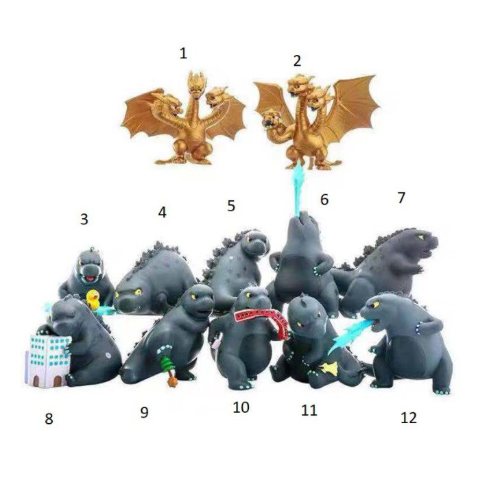 [HÀNG CÓ SẴN] Godzilla - Mô hình Đồ Chơi Mập Bộ 12 Mô Hình Fat Godzilla Chibi Cute Cao +-8cm - Hàng Nhập Khẩu