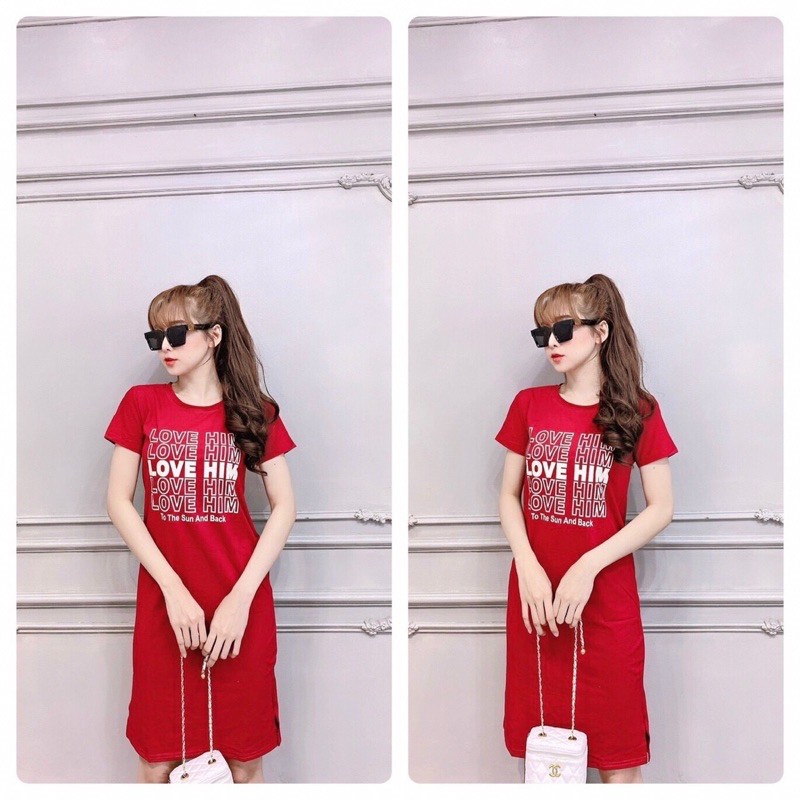 Đầm suông form dài xẻ tà (thun Thái bao đẹp) | BigBuy360 - bigbuy360.vn