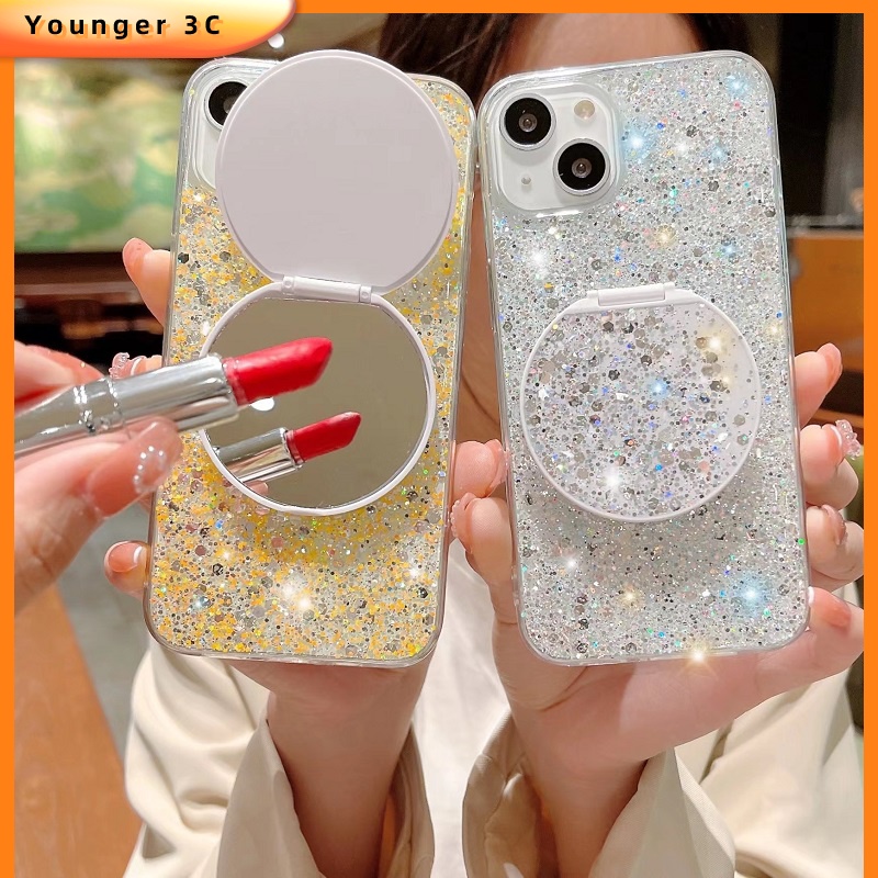 Ốp Điện Thoại Lấp Lánh Có Gương Trang Điểm Tròn Cho Iphone X / XS XR XS MAX 11 11PRO 11PROMAX 6G 6P 7G / 8G 7P / 8P