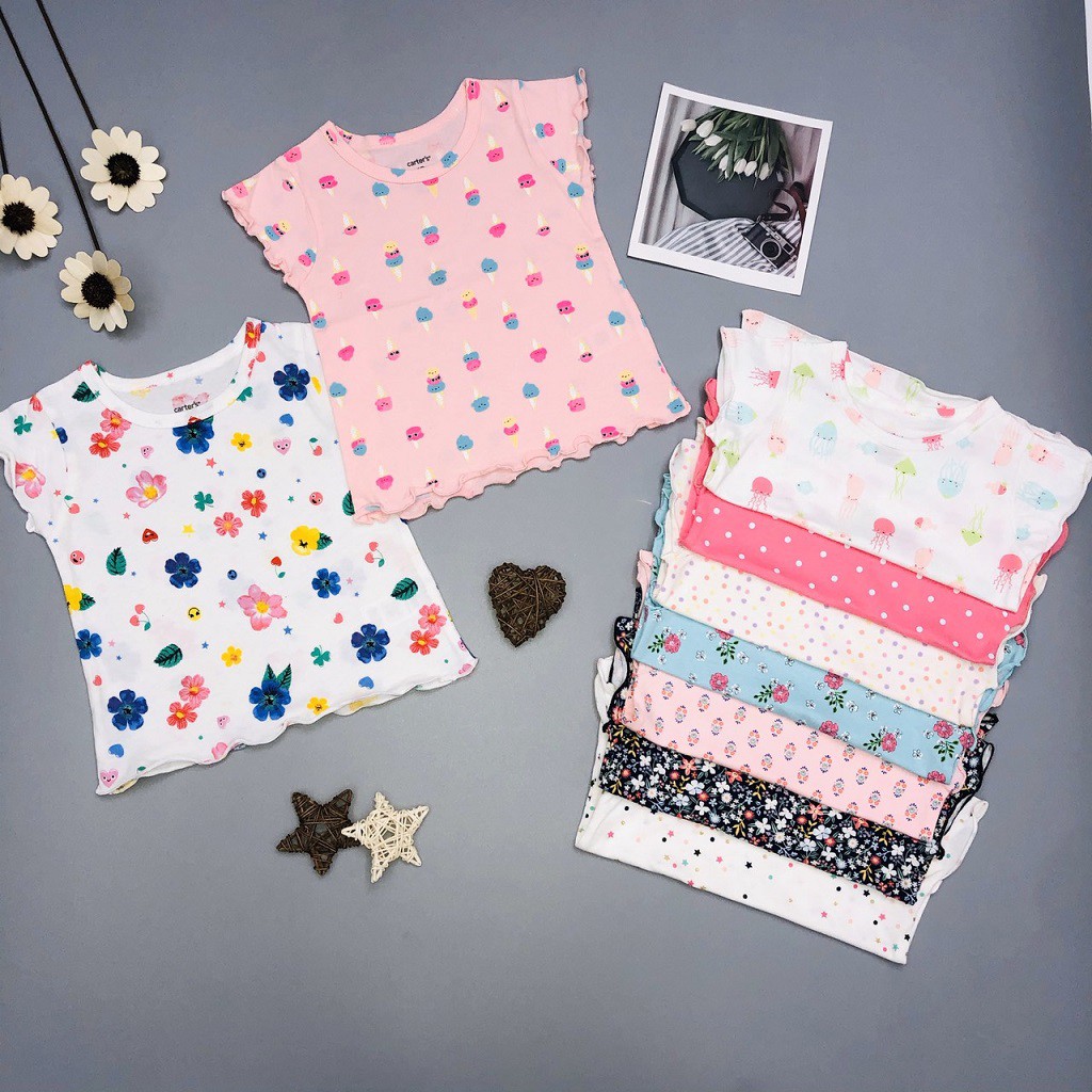 Áo Thun Bé Gái Size 1-5, Hàng Made In Vn, Chất Cotton Xuất Dư Đẹp, Tay Và Gấu Quấn Biên Điệu Đà