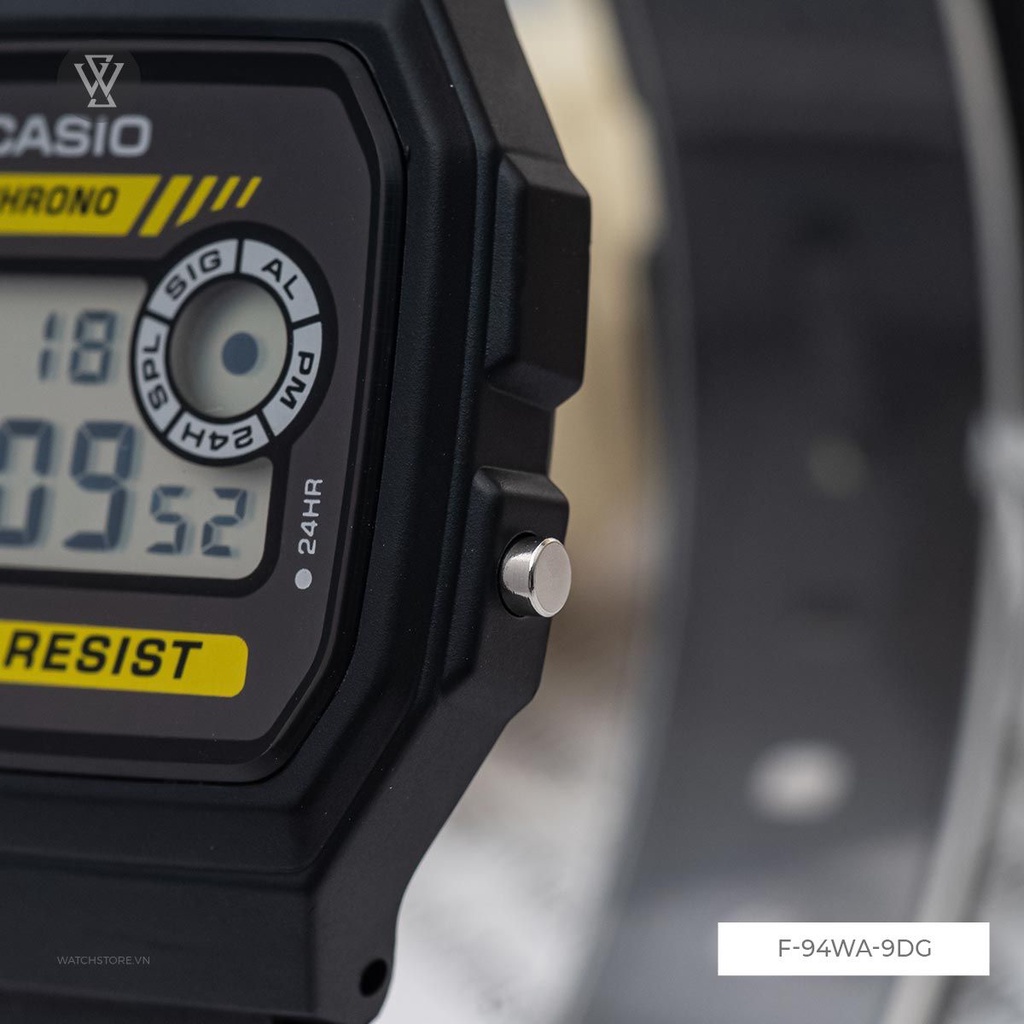 Đồng Hồ Điện Tử Unisex Casio WATCHSTORE F-94WA-9DG Thiết Kế Mặt Vuông 33.5mm, Dây Đeo Và Vỏ Nhựa Bền Bỉ, Cá Tính