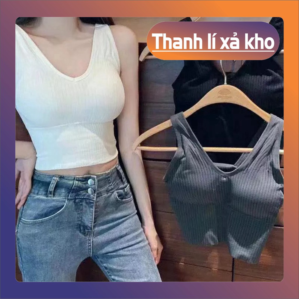 Áo bra gân tăm chất đẹp bo eo kết hợp với áo vest ngoài thanh lịch