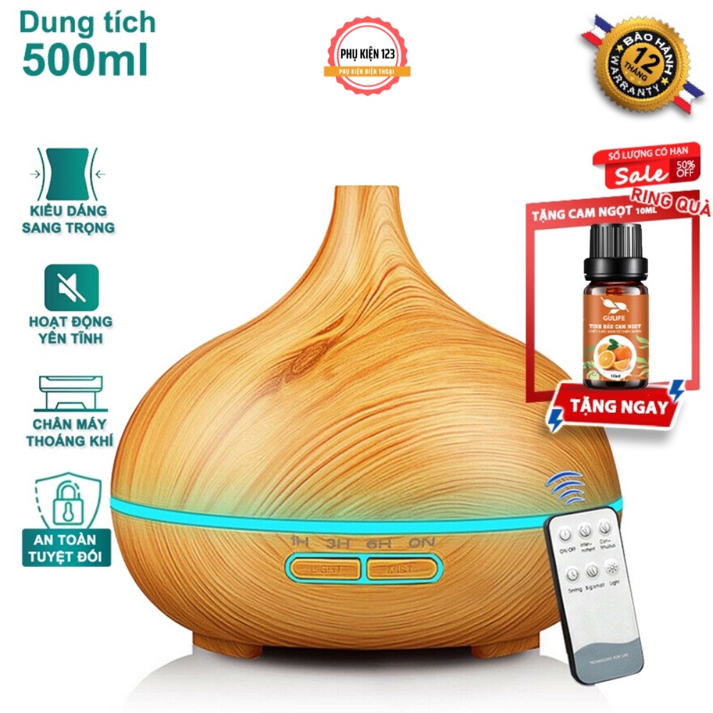 Máy xông tinh dầu Hồ Lô 550ml GULIFE  cân bằng độ ẩm và làm thơm phòng -sản phẩm BH 6 tháng