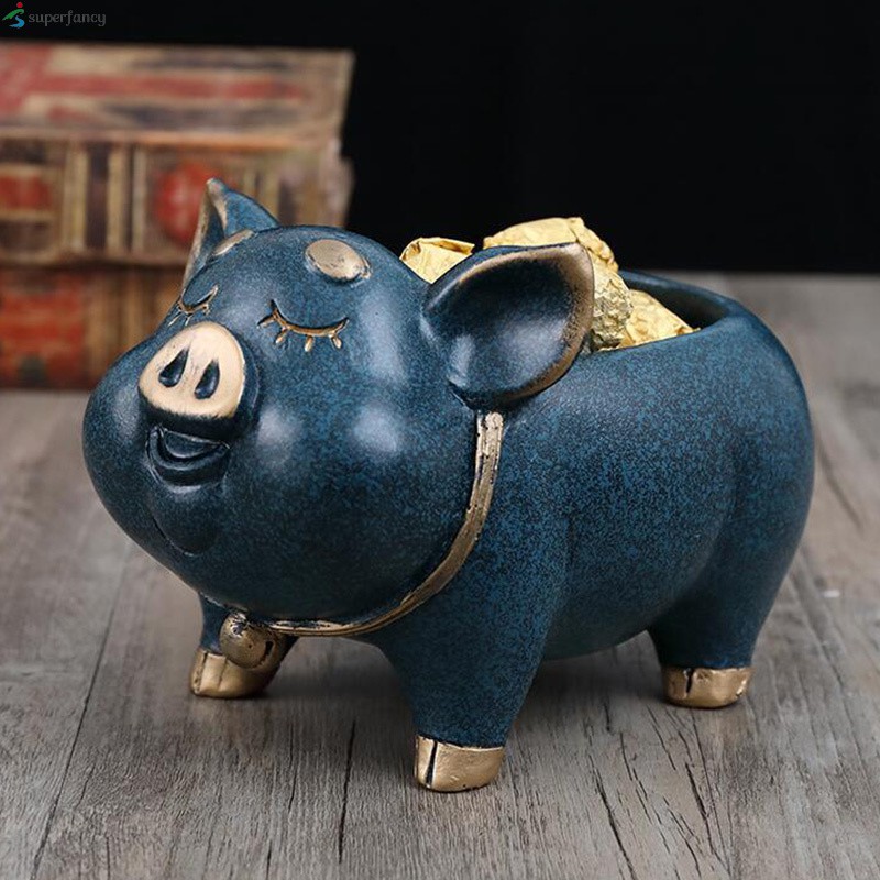 Pig Shape Remote Control Organizer Caddy Desktop Supplies Storage Box Ornament for Household