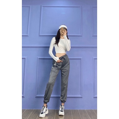 Áo croptop tay dài 2 sọc, áo croptop das tay dài  Eothon60