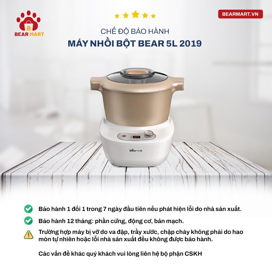 Máy Nhồi Bột Bear 5l 2019 - Hàng Có Sẵn - Bảo Hành 12 Tháng